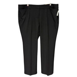 Lane Bryant Perfect Drape Straight Pants 18P Petite Black NWT Mid-Rise